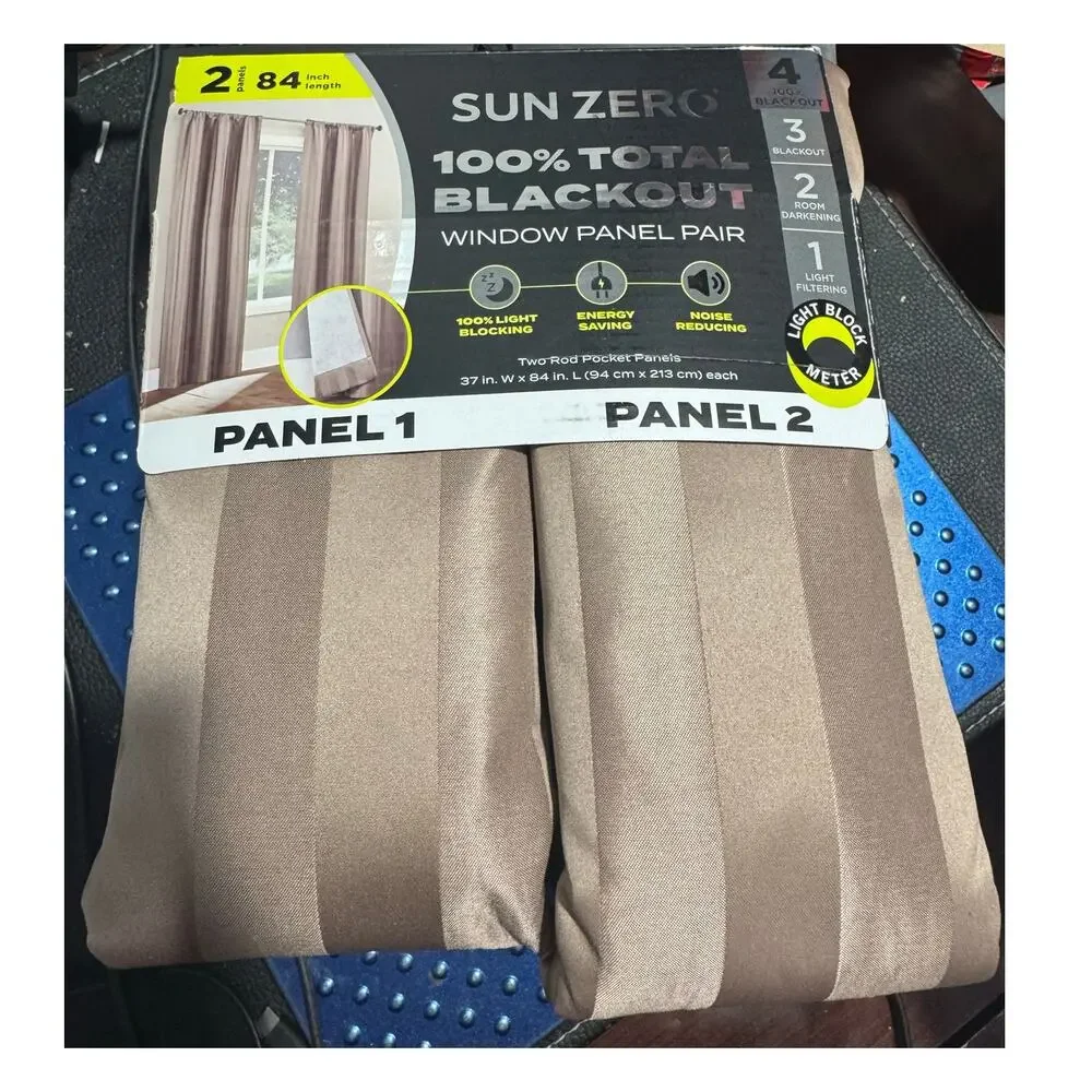 Sun Zero Dimani Satin Striped 100% Blackout Rod Pocket Curtain 2pc 37x84 each